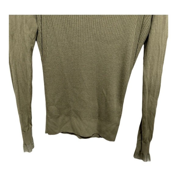 Esqualo Cotton Blend Lace Turtleneck Olive Green Sweater Size Medium Womens - Picture 3 of 6